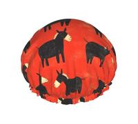 Grand bonnet de douche réutilisable pour femme - Doux et confortable - Imprimé âne noir - Double couche - Avec corde élastique et doublure en PEVA