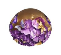 Grand bonnet de douche réutilisable violet papillon pour homme - Séchage rapide - Cheveux longs et courts - Pour enfants