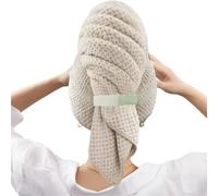Grand bonnet de Sauna en Fiber super fine et chapeau à séchage rapide for dormir, foulard Anti-frisottis, serviette polaire douce for sécher les cheveux(Beige)