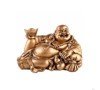 Grand Bouddha Rieur Allongé - Statuette Bouddha - Couleur Doré - Hauteur 14 cm - Chance et Fortune - Traditions d'Asie - Objet Déco