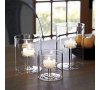 Grand bougeoir Hurricane en verre transparent - 21 cm - Photophore votive et bougeoirs pilier pour centres de table de mariage, décoration de fête, décoration de maison, salon - N°1