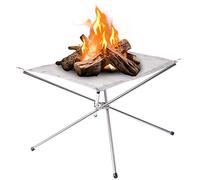 Grand brasero portable d'extérieur : cheminée rétractable en maille d'acier - Parfait pour le camping, le jardin et le jardin - Sac de transport inclus