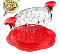 Grand broyeur de poitrine de poulet avec brosse et fourchette ; déchiqueteur de viande visible avec bande antidérapante, poignée ergonomique, sans BPA, adapté pour poulet, porc et bœuf (rouge)
