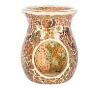 Grand brûleur à Huile élégant en Verre craquelé Marron - 13,5 cm x 10,5 cm (1 pièce) - Design Luxueux, matériau de qualité supérieure, Accessoire d'aromathérapie - Idéal pour la Maison et Le Bureau