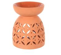 Grand brûleur à Huile Orange en Terre Cuite - 20 cm x 16 cm (1 pièce) - Utilisation avec des huiles parfumées ou des fondants de Cire pour apaiser Les parfums, Excellent Cadeau et pièce de décoration