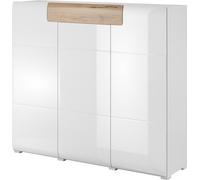 Grand buffet de la collection OHIO. Couleur blanche et effet chêne. Style design.