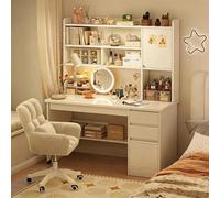Grand Bureau Avec Rangement，Table D'étude Portable Et Simple Pour Ordinateur Portable Bureau Enfant Idéal Pour Le Bureau à Domicile Ou La Chambre (Size:120x45x165cm,Color:Blanc)