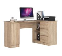 Grand bureau d'angle AKORD droit B20 Chêne Sonoma 155 cm 1 porte 3 tiroirs façade Chêne Sonoma 4 étagères 155x85x77 cm