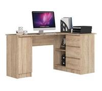 Grand bureau d'angle AKORD droit B20 Chêne Sonoma 155 cm 1 porte 3 tiroirs façade Chêne Sonoma 4 étagères 155x85x77 cm Chêne Sonoma G