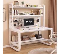 Grand bureau d'ordinateur avec panneau perforé et support de rangement, cadre en métal, table de jeu et d'étude, poste de travail, blanc, 80 x 60 x 177,8 cm - Parfait pour les espaces productifs