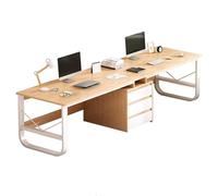 Grand bureau d'ordinateur double pour 2 personnes avec 3 tiroirs Finition bois élégante 240 cm de large Parfait pour le travail collaboratif