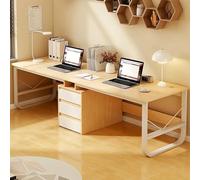 Grand bureau d'ordinateur double pour ordinateur, table d'écriture moderne avec 3 tiroirs, spacieux pour 2 personnes pour jeux et bureau à domicile