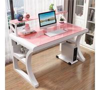 Grand Bureau D'ordinateur En Verre Trempé, Bureau Avec Étagères De Rangement, Table De Jeu Simple Et Moderne Avec Cadre En Métal, Bureau D'écriture Pour Poste De Travail À Domicile(D,120cm/47inch)
