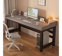 Grand bureau d'ordinateur moderne pour bureau à domicile et jeux vidéo avec cadre en métal robuste, table d'écriture de 120 x 40 cm, poste de travail élégant, gris, parfait pour la productivité
