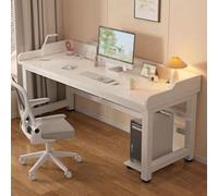 Grand bureau d'ordinateur moderne pour bureau à domicile - Table d'écriture avec cadre en métal robuste, poste de travail de jeu, table d'étude de 129,9 x 40 cm, en blanc, idéale pour le travail et
