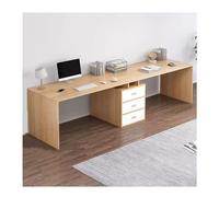 Grand bureau double avec 3 tiroirs de rangement pour 2 personnes en bois pour bureau à domicile, bureau long avec finition marron (taille : 200 x 50 x 75 cm)