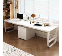 Grand Bureau pour Deux Personnes avec tiroirs, Poste de Travail Ordinateur de Jeu Double, Table d'étude en Bois, Bureau Long Personnes, pour à Domicile,N