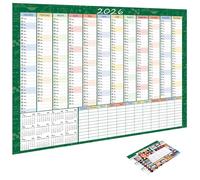 Grand calendrier 2026 | 73,6 x 50,8 cm | Grand calendrier de travail avec étiquettes à pointe | Calendrier mural de bureau | Pour la maison, l'école, le nettoyage, l'exercice, les vacances, les fêtes