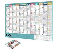Grand calendrier 2026, 73,6 x 50,8 cm, grand carnet de planification avec étiquettes à pointe, planificateur de décoration murale, pour le nettoyage de la maison, l'exercice, l'entraînement, les