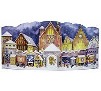 Grand calendrier de l'Avent en 3D - 24 fenêtres - Image de la place de la cathédrale - 430 x 205 mm - Représentation allemande traditionnelle