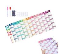 Grand calendrier mural 2025 effaçable - Calendrier mural 2025 laminé | Calendrier de planification annuel avec stylo effaceur, calendrier annuel horizontal laminé pour étudiants