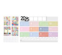 Grand calendrier mural 2025 - Planificateur scolaire annuel - Planificateur familial de janvier 2025 à décembre 2025 - Décoration de la maison - Accessoire de bureau pour et adultes