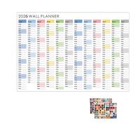 Grand calendrier mural 2026 - 12 mois - Grand calendrier mensuel 2026 pour la famille - Affiche de planification esthétique pour les tâches d'étude, les travaux ménagers, la vie est importante pour le