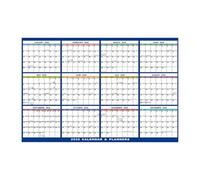 Grand calendrier mural 2026 - 23 x 88 cm - Planning annuel effaçable | Poster sur 12 mois « année en un coup d'œil » | Plan papier pliable pour la maison, le bureau, l'école et la salle de classe
