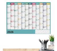 Grand calendrier mural 2026,74 x 51 cm avec étiquettes conseils | Calendrier mural annuel - Pour étude, tâches ménagères, exercices, vacances, fête, anniversaire
