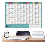 Grand calendrier mural 2026 | Grand carnet de notes de 73,6 x 50,8 cm avec étiquettes à pointe et autocollant, planificateur de décoration murale, pour étude mentale, école, tâches, nettoyage de la