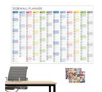 Grand Calendrier Mural 2026, Graphique De Planification De 12 Mois Avec Autocollants, Calendrier De Planificateur 2026, Planification Annuelle, Tableau De Travail, Pour Étudiants, Maison, Bureaux