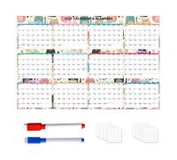Grand calendrier mural 2027 - Planning scolaire annuel plastifié effaçable | Papier épais de 200 g avec plastification PET avec marqueurs et ruban adhésif pour bureaux, salles de classe