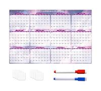 Grand calendrier mural effaçable 2027 avec 2 stylos et film PET | Grand calendrier mural double face effaçable à sec avec papier épais de 200 g avec un film protecteur en PET