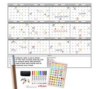 Grand calendrier mural effaçable à sec, 121,9 x 152,4 cm, planificateur annuel non daté, pour organisation des tâches, pour la maison, le bureau, les projets scolaires, plastifié