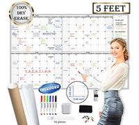 Grand calendrier mural effaçable à sec 152,4 x 96,5 cm, laminé de qualité supérieure, planning de 4 mois vierge non daté, réutilisable et effaçable ureau, projets et famille