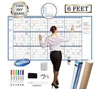 Grand calendrier mural effaçable à sec - 96,5 x 182,9 cm - Calendrier annuel 2024 vierge non daté réutilisable - Poster annuel géant sur tableau blanc - Calendrier de bureau Jumbo 12 mois