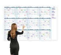 Grand calendrier mural effaçable à sec, calendrier vierge non daté sur 12 mois, organiseur de tâches laminé réutilisable avec notes, idéal pour le bureau, la salle de classe, la maison, 94 x 147 cm
