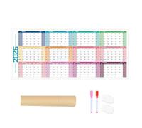 Grand Calendrier Mural - Planificateur Mural Réutilisable Effacer À Sec, Calendrier De Planificateur Familial 2026, Organisateur D'objectifs, Planificateurs D'agenda Annuelle Mensuels, 100x42cm