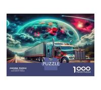 Grand Camion, Puzzle de Casse-tête en Papier épais, Semi-remorque avec planète Cosmique et autoroute, Cadeau de Puzzle Relaxant, 52x38cm/1000pcs