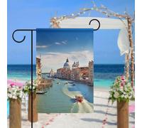 Grand Canal en Italie Drapeau de jardin pour extérieur 30,5 x 45,7 cm Drapeau de jardin printemps été Drapeau de jardin double face Drapeaux saisonniers durables Panneau de bienvenue pour terrasse