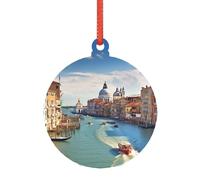 Grand Canal en Italie - Ornement en acrylique transparent avec sangle de suspension - Décoration de vacances pour sapin de Noël, étiquette de décoration d'intérieur