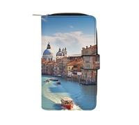 Grand Canal en Italie Portefeuille pour cartes de crédit avec blocage RFID en cuir véritable minimaliste avec poche avant pour homme et femme, style, 19,7 x 11 x 3,5 cm, Style :, 19.7x11x3.5cm