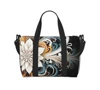 Grand Canal en Italie Sac de voyage à bandoulière résistant à l'eau, grand bagage à main avec sangle réglable, multi-compartiments pour la gym, les voyages, l'extérieur, Tourbillon de fleurs., Taille