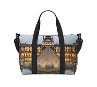 Grand Canal en Italie Sac de voyage à bandoulière résistant à l'eau, grand bagage à main avec sangle réglable, multi-compartiments pour la gym, les voyages, l'extérieur, Musée Louvre à Paris, Taille