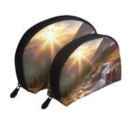 Grand Canal en Italie Trousse de maquillage portable avec fermeture éclair et compartiments intérieurs, Paysage de lever du soleil de montagne, Taille unique