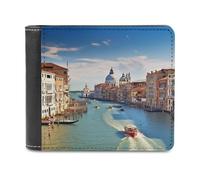 Grand Canal in Italy Portefeuille en cuir à deux volets pour homme et femme, blocage RFID, capacité supplémentaire, coutures ultra résistantes, avec 8 emplacements pour cartes, style, taille unique,