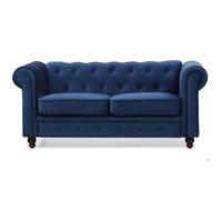 Grand canapé 2 places Chesterfield Velours Bleu