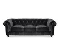 Grand canapé 3 places Chesterfield Velours Noir