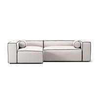 Grand Canapé 3 Places Hue Divan Gauche Vapeur/ Blanc/Gris Graphite