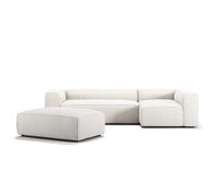 Grand Canapé 4 Places Divan Ouvert Avec Repose-Pieds Droit Vapeur/ Blanc